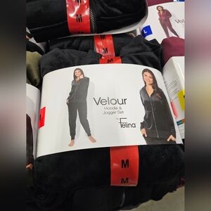 Felina Black Velour Hoodie & Jogger Set